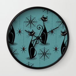 Retro Atomic Spooky Cats Wall Clock