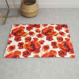 Red poppy pattern Area & Throw Rug
