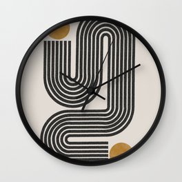 Mid Century Modern Line Wall Clock | Trendy, Pillow, Big Sun, Modern Retro, Digital, Bohemian, Minimal Retro, Abstract Midcentury, Boho, Gold 
