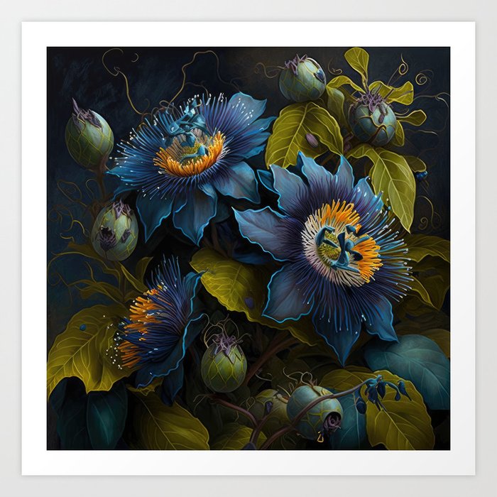 Blue Passion Flower  Art Print