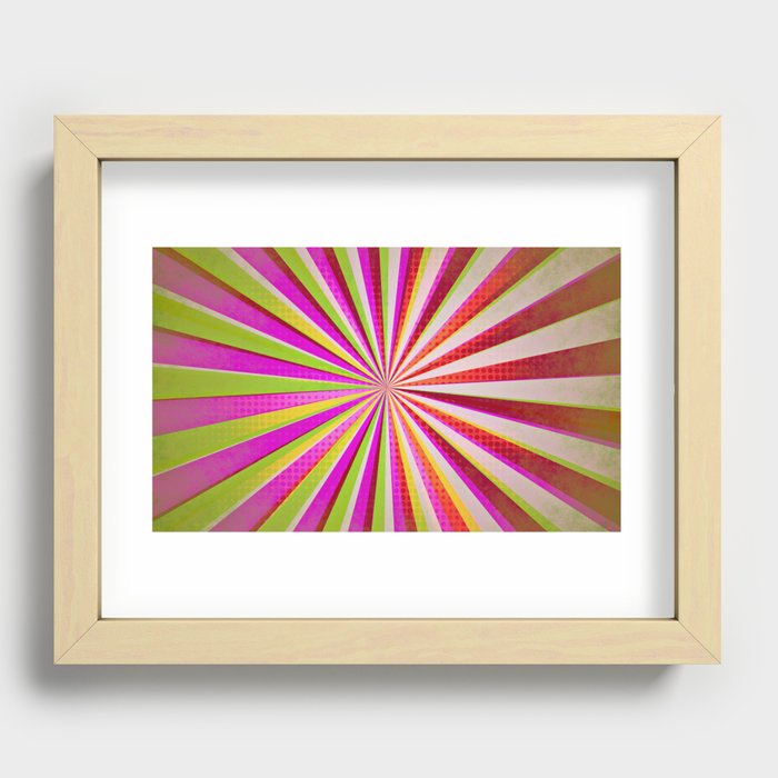 Rays comic pink green Recessed Framed Print