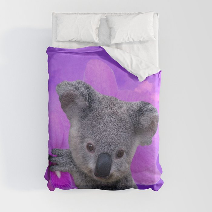 Koala and Orchid Duvet Cover by Erika Kaisersot | Society6