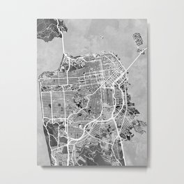San Francisco City Street Map Metal Print | Watercolourmap, 2335, Sanfranciscocanvas, Mappainting, Painting, Unitedstates, Watercolor, Watercolour, Sanfranciscoprint, California 