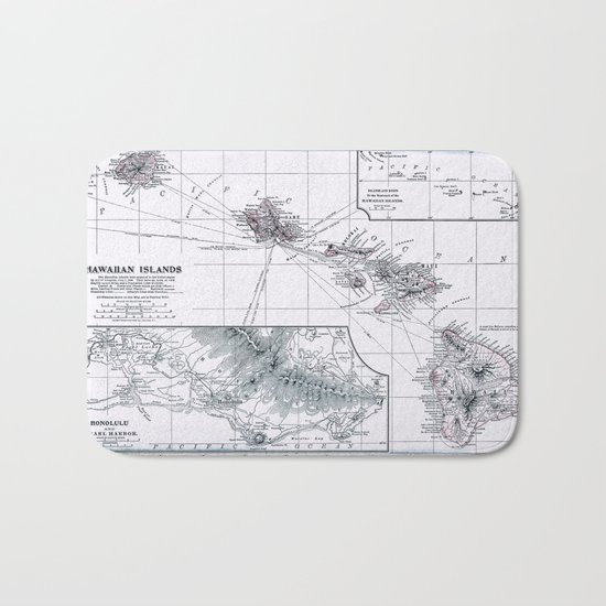 Vintage Hawaii Map 1899 Bath Mat