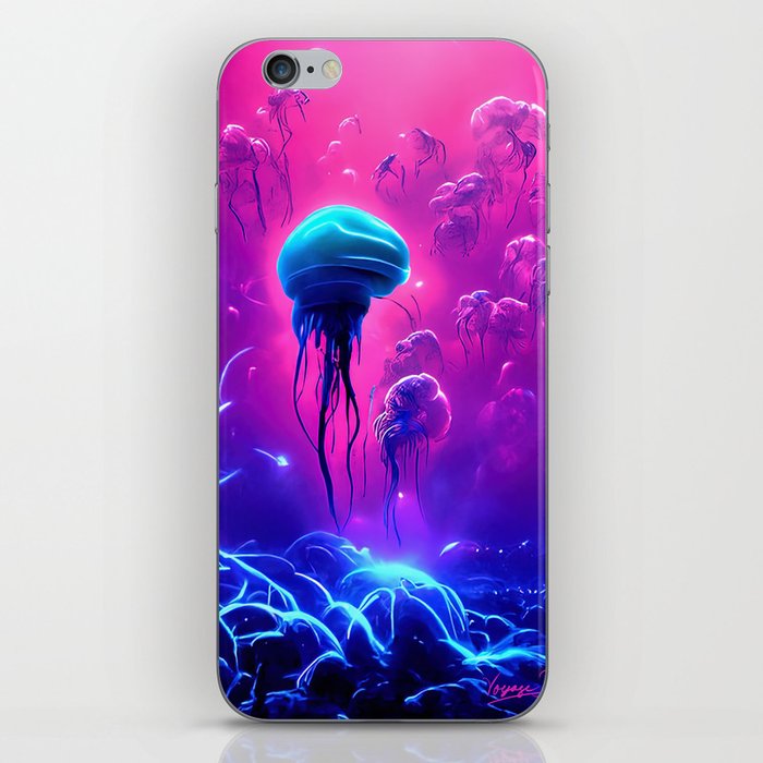 Jellyfish in pink light iPhone Skin