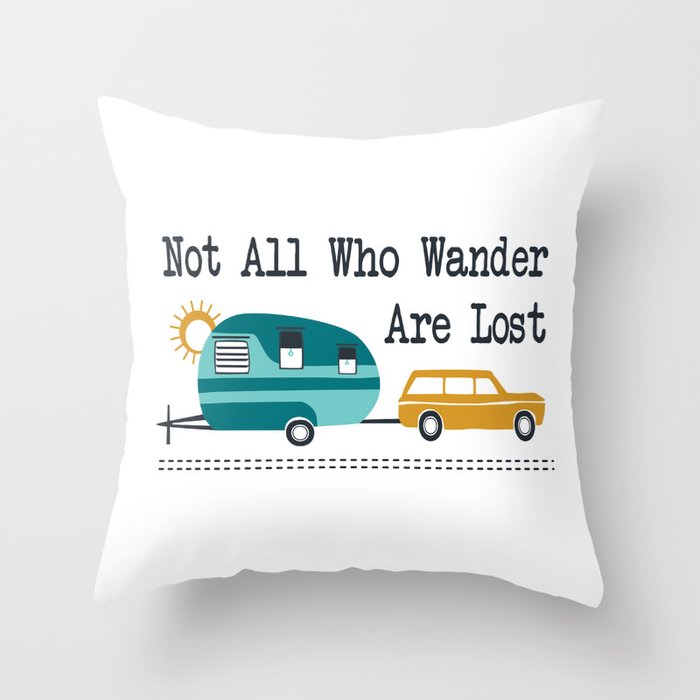 Not All Who Wander - White Throw Pillow