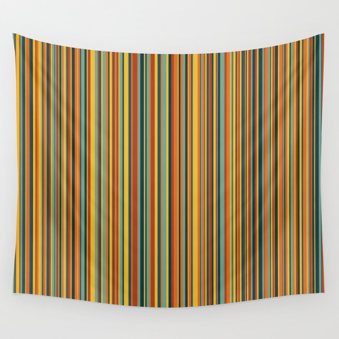 Retro stripes in vintage colors (mid century modern; 60s and 70s) Wall Tapestry