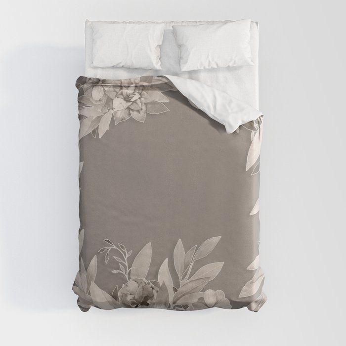 Floral Wreath Moon Rock Duvet Cover