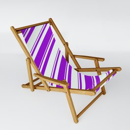 [ Thumbnail: Dark Violet and Mint Cream Colored Pattern of Stripes Sling Chair ]