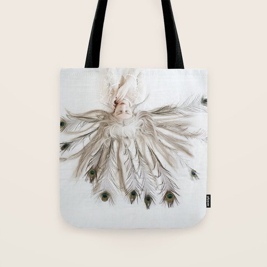 Peacock girl Tote Bag