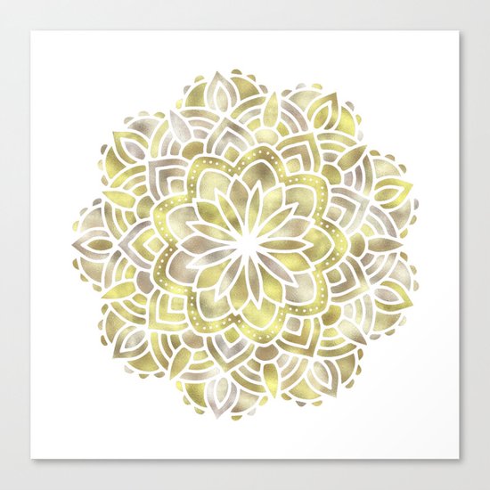 Mandala Multi Metal Yellow Gold Canvas Print
