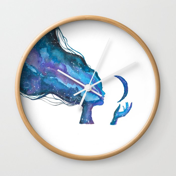 Nyx Goddess of the Night watercolor  Wall Clock