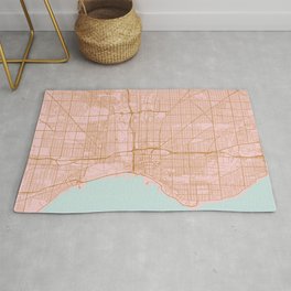 Pink and gold Milwaukee map Rug