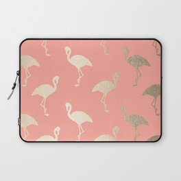 Gold Flamingo Pattern Coral Pink Laptop Sleeve