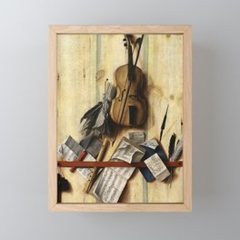 Trompe l'oeil with Violin, Music Book and Recorder, 1672 by Cornelius Norbertus Gijsbrechts Framed Mini Art Print