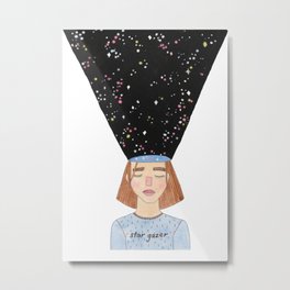 Dreaming, Galaxy Girl - Mind Exploration Metal Print | Exploration, Journey, Solarsystem, Staring, Infinity, Dream, Endless, Shootingstar, Dreamjourney, Sleep 