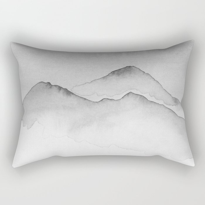 Mountainscape in Black And White Rectangular Pillow