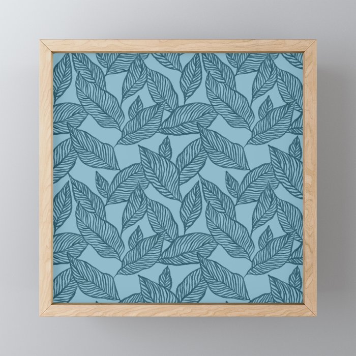 blue leaf Framed Mini Art Print