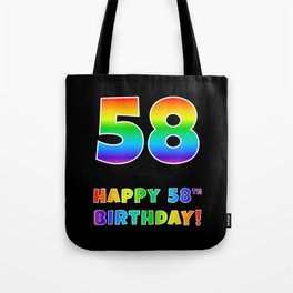 [ Thumbnail: HAPPY 58TH BIRTHDAY - Multicolored Rainbow Spectrum Gradient Tote Bag ]