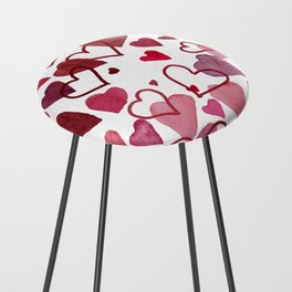 Watercolour Hearts Red Counter Stool