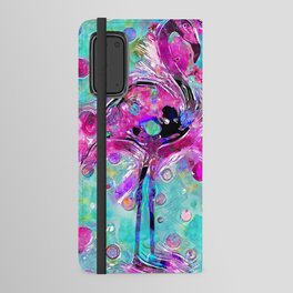 Wild Pink Flamingo Bird Art by Sharon Cummings Android Wallet Case