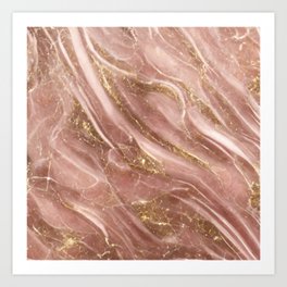 Pink & Gold Marble Art Print
