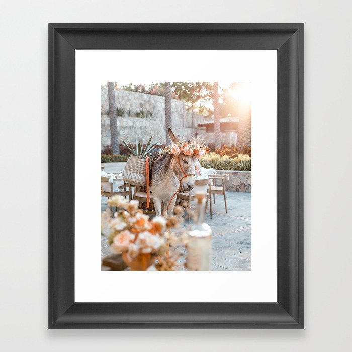 Donkey with Flower Crown Framed Art Print