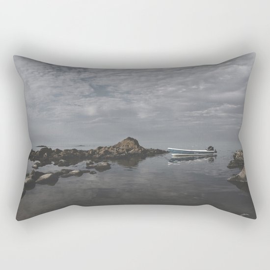 Lonely boat on the sea Rectangular Pillow