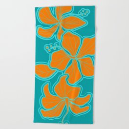 Kailua Hibiscus Hawaiian Engineered Floral Beach Towel