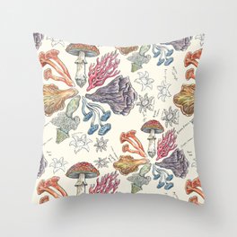 Mushroom Color Wheel Throw Pillow