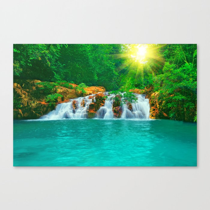 Waterfall in Deep Forest Canvas Print