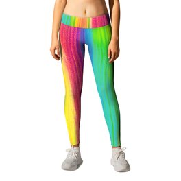 Rainbow Abstract Iridescent Painting - Neon Bright Leggings | Pink, Color, Girly, Acrylic, Purple, Rainbow, Colorful, Yellow, Neon, Bright 