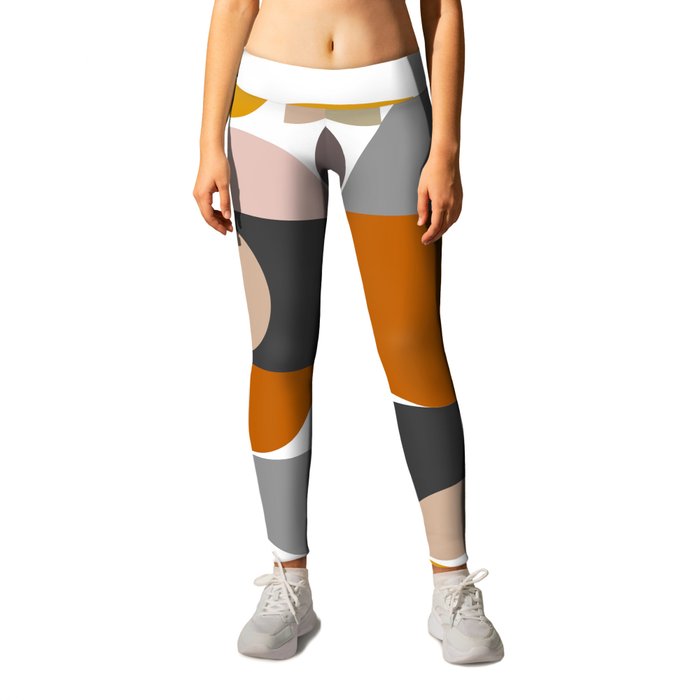 Contemporary Shapes 9 in Terracotta and Gray Leggings