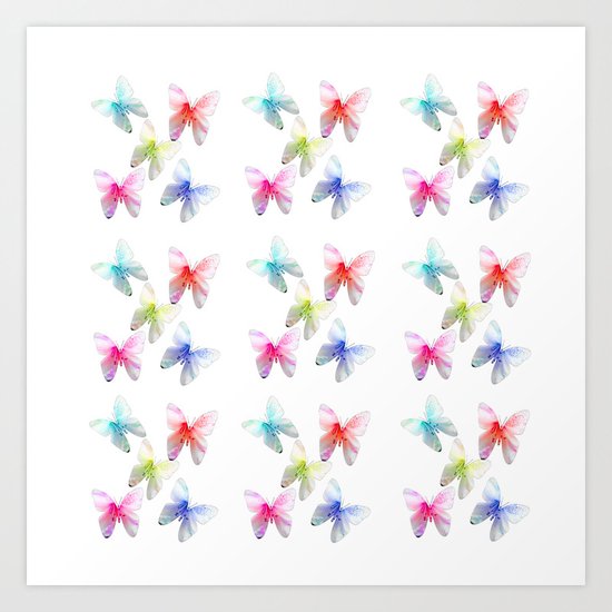 Colorful flowering butterflies. Floral photo art. Art Print
