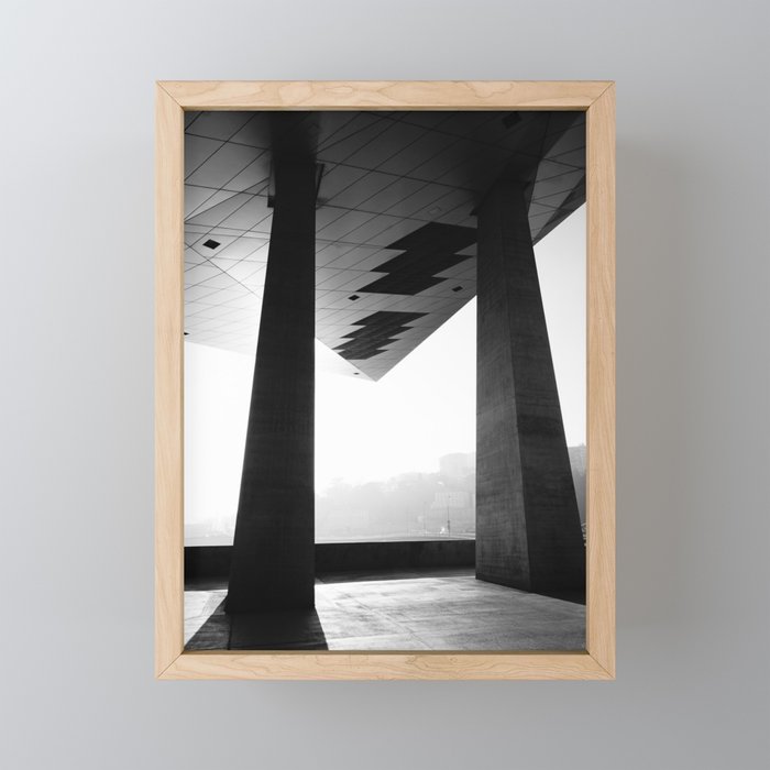 Industrial style | Giant concrete pillars holding steel structure | Confluence district, Lyon Framed Mini Art Print