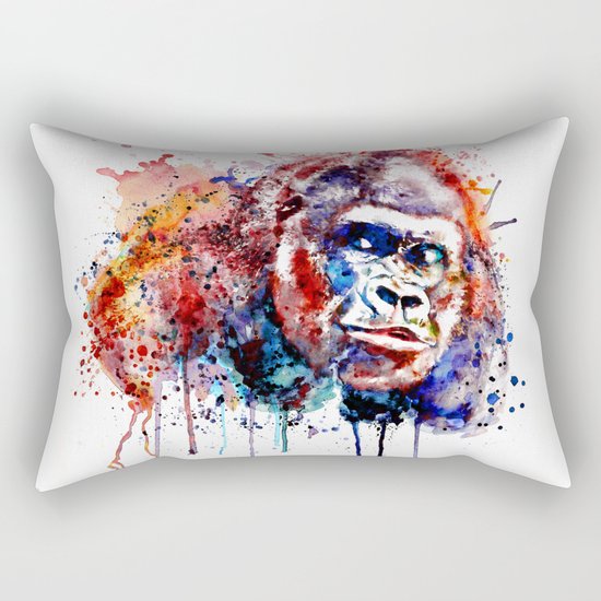 Gorilla Watercolor portrait Rectangular Pillow