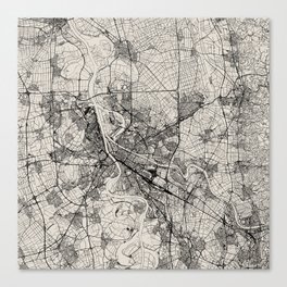 Mannheim, Germany - Black and White City Map Canvas Print