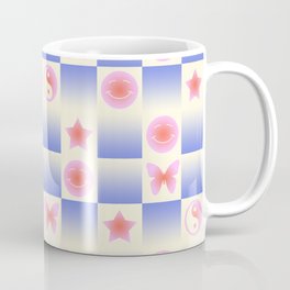 Checkered Symbols (YIN YANG/BUTTERFLY/SMILEY FACE/STAR) Coffee Mug