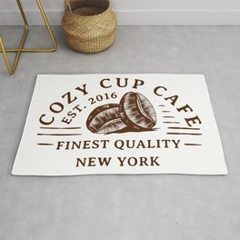 Cozy Cup Cafe logo Rug