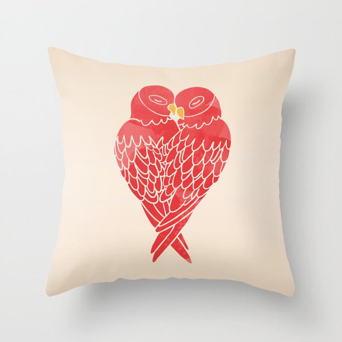 Love Birds (Red) Throw Pillow