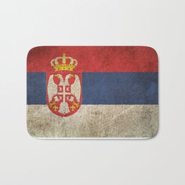 Old and Worn Distressed Vintage Flag of Serbia Bath Mat | Serbia, Vintage, Vintageserbianflag, Vintageflag, Graphicdesign, Wornserbianflag, Political, Serbian, Distressedserbianflag, Serbianflag 