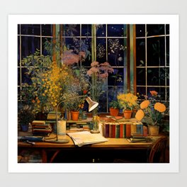 In the Study at Night Art Print