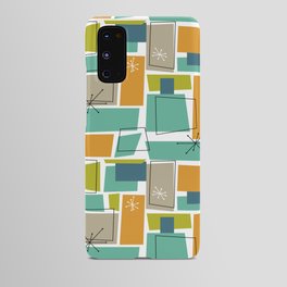 Turquoise Blue Orange Green Rectangles Starburst Mid Century Pattern Android Case