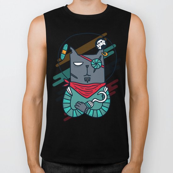 Space pirate cat Biker Tank