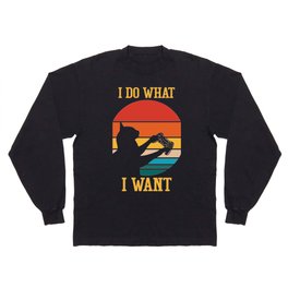 Vintage Cat I do what I want cat funny Cat Lover T-Shirt Long Sleeve T Shirt