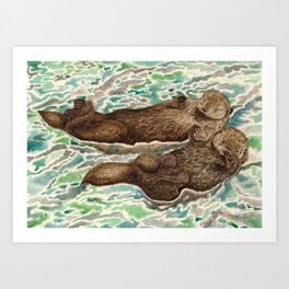 Sea Otters Art Print