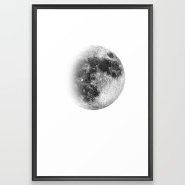 3/4 Moon | Waxing Gibbous | Watercolor Painting | Black and White | Illustration | Space Framed Art Print