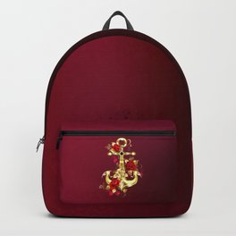 Golden Anchor with Roses Backpack