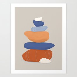 stone pile: orange & blue Art Print