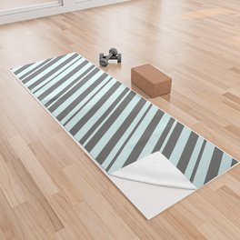 [ Thumbnail: Light Cyan and Dim Grey Colored Lines/Stripes Pattern Yoga Towel ]